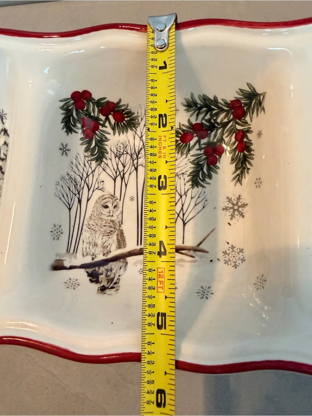 Better Homes & Gardens Heritage 3 Section Divided Server Winter Forest Ironstone - Picture 11 of 11